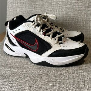Nike Air Monarch Black White Red Running Sneakers